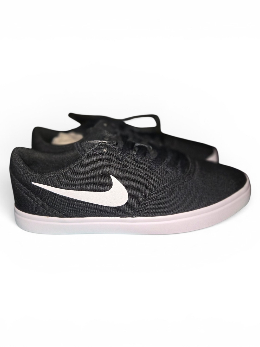 Nike SB Check Black Sneakers with White Swoosh Size 6y